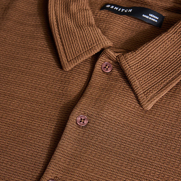 Steel Blue Textured Polo T-Shirt